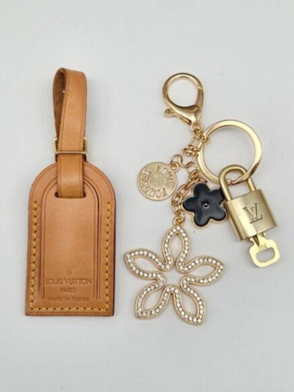 Authentic Louis Vuitton Luggage Nametag and Gold Padlock with Unbranded Keycharm - Picture 12 of 13